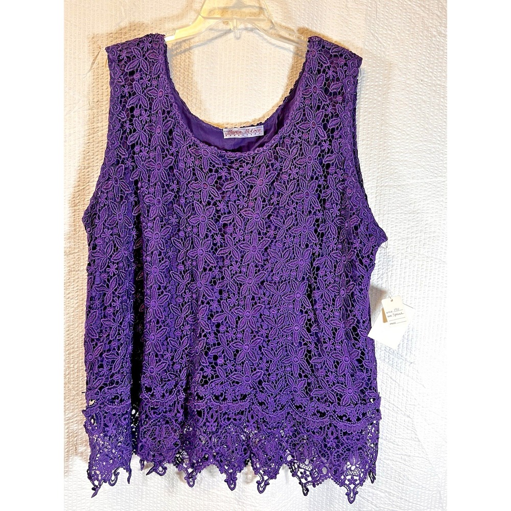Purple Fairycore Womens 3X Martin McCrea Blouse Lace Festival USA Top Romantic‎